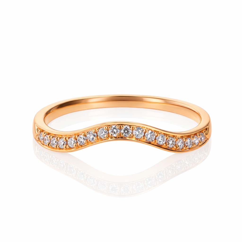 .19ct Diamond "Daphne" 18K Rose Gold Curved Bead-Set Band