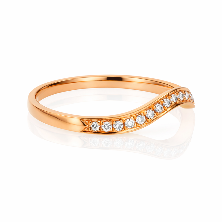 .19ct Diamond "Daphne" 18K Rose Gold Curved Bead-Set Band