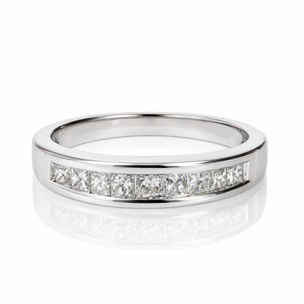 0.50ct Princess-Cut Diamond 14K White Gold Band