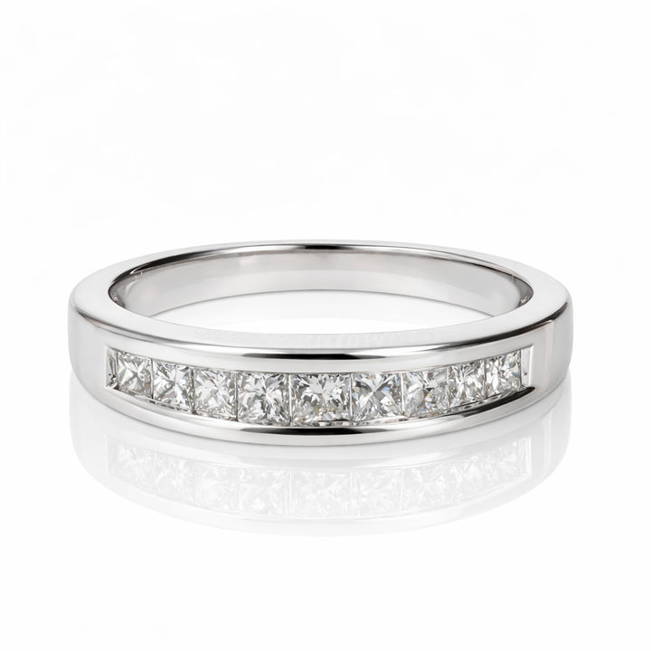 0.50ct Princess-Cut Diamond 14K White Gold Band