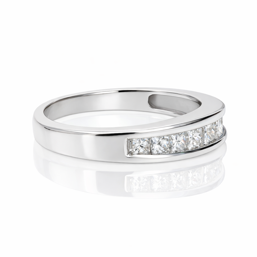 0.50ct Princess-Cut Diamond 14K White Gold Band
