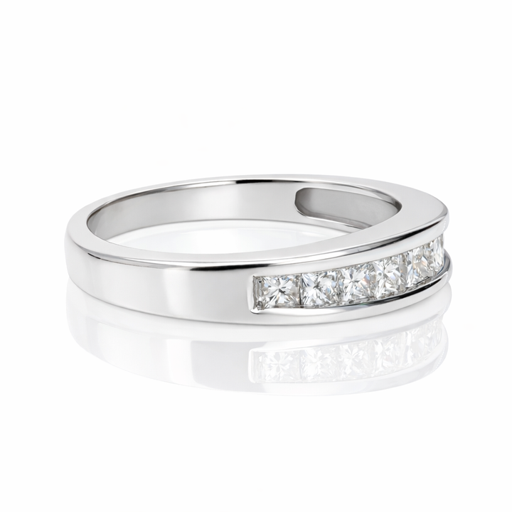 0.50ct Princess-Cut Diamond 14K White Gold Band