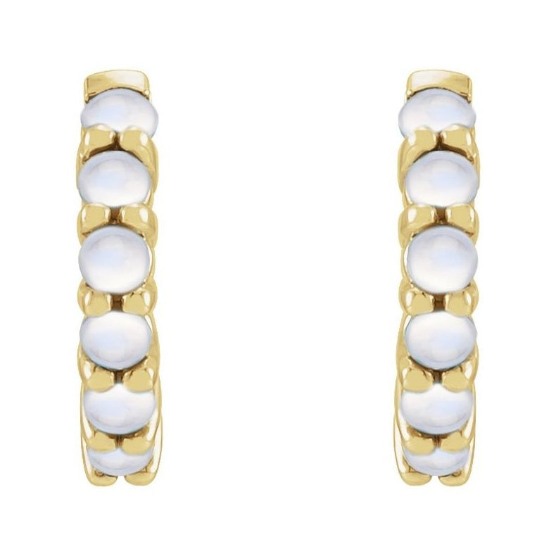 Cabochon Hinged Hoop Earrings