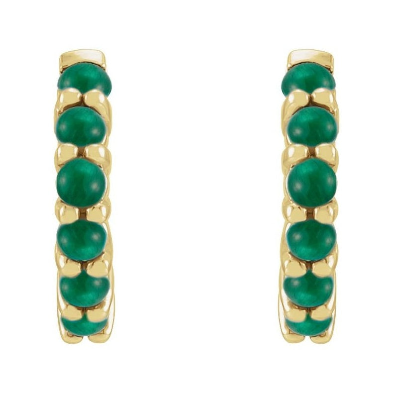 Cabochon Hinged Hoop Earrings