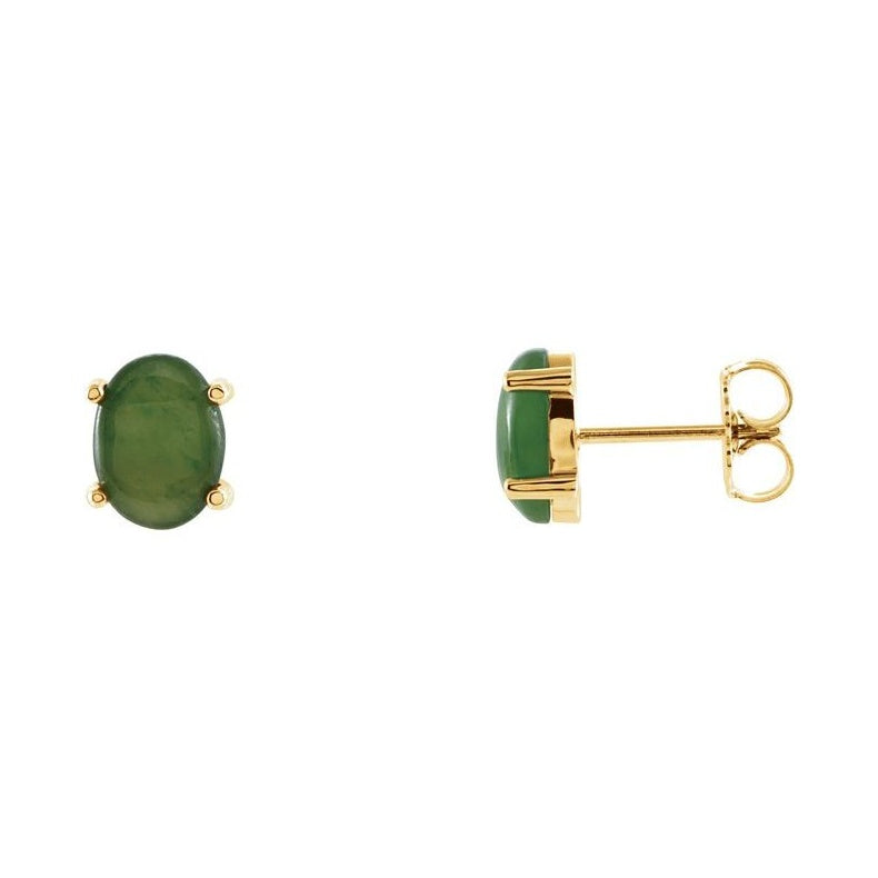 Oval 4-Prong Cabochon Earrings