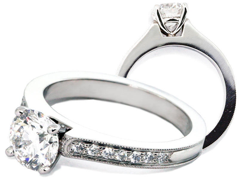 Platinum Petite Flush Fit Channel-Set Beaded-Edge Engagement Mounting