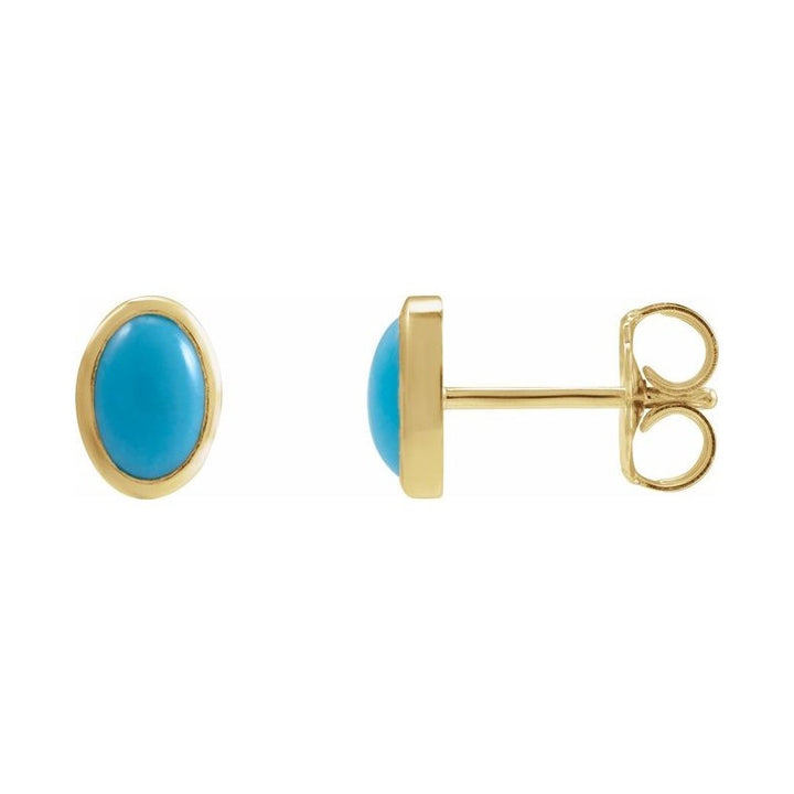 Oval Bezel-Set Cabochon Earrings
