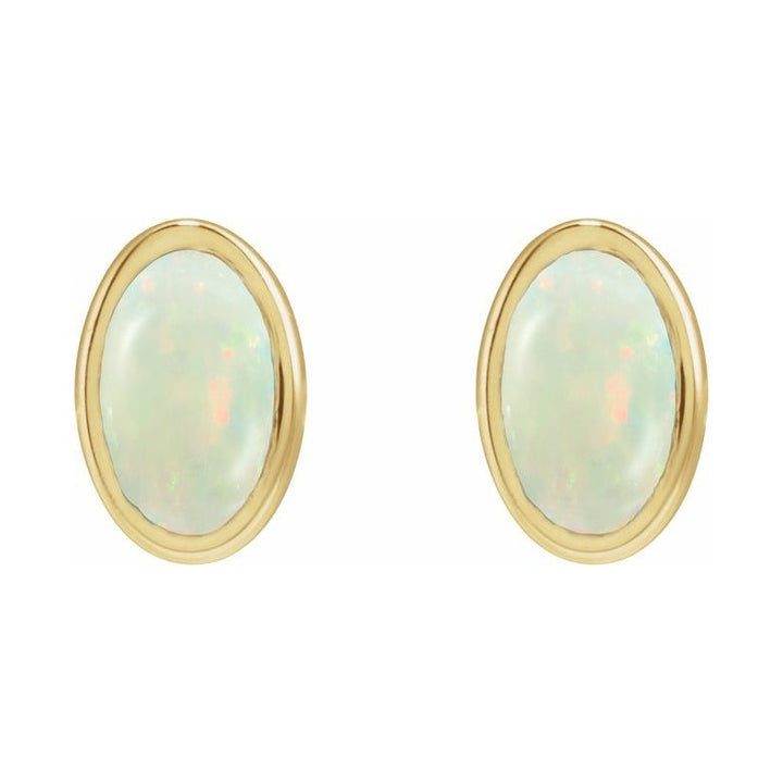 Oval Bezel-Set Cabochon Earrings