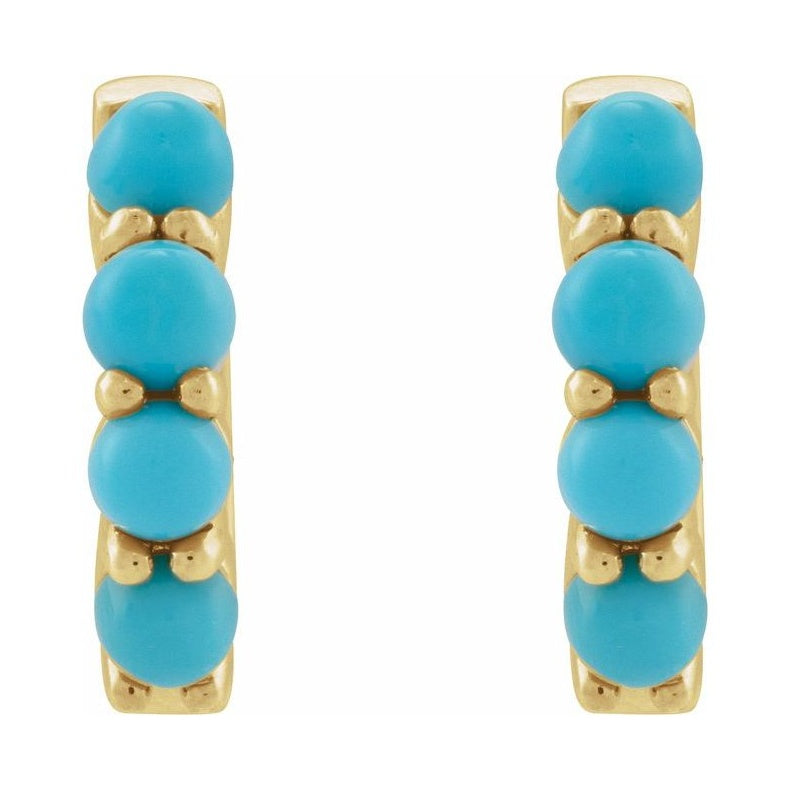 Cabochon Hinged Hoop Earrings