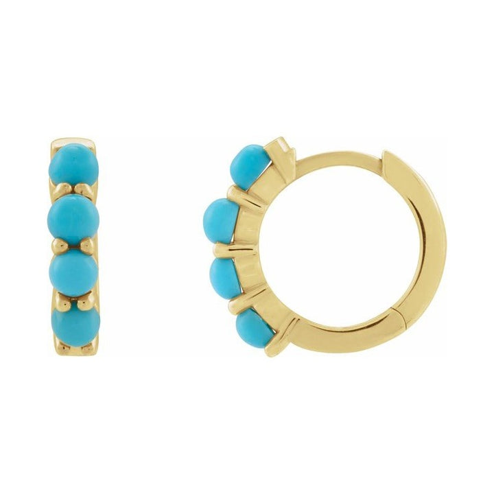 Cabochon Hinged Hoop Earrings