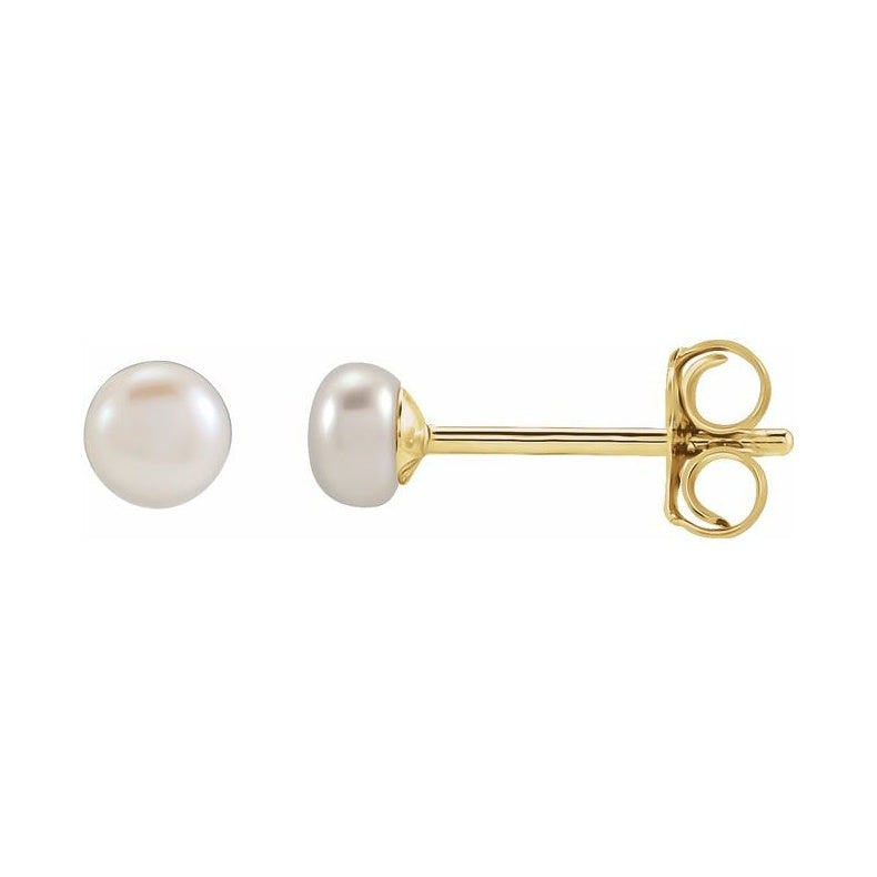 Button Pearl Stud Earrings