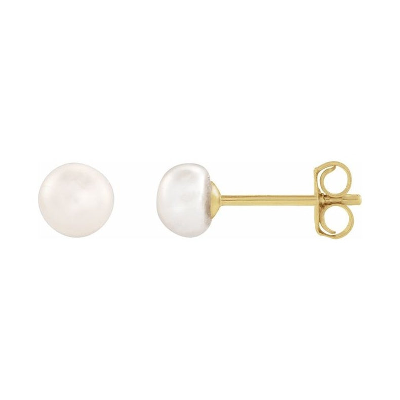 Button Pearl Stud Earrings