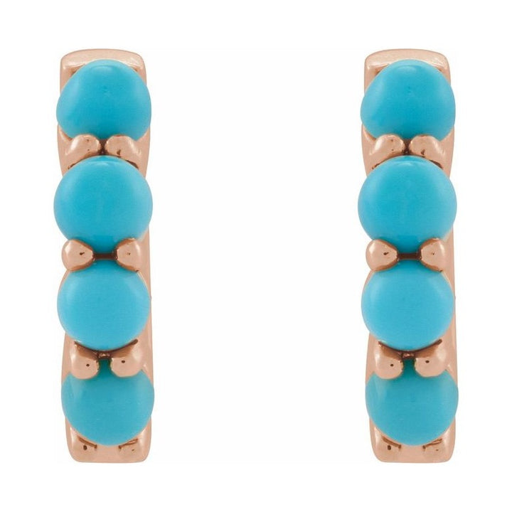 Cabochon Hinged Hoop Earrings