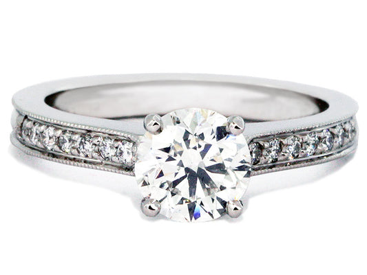 Platinum Petite Flush Fit Channel-Set Beaded-Edge Engagement Mounting
