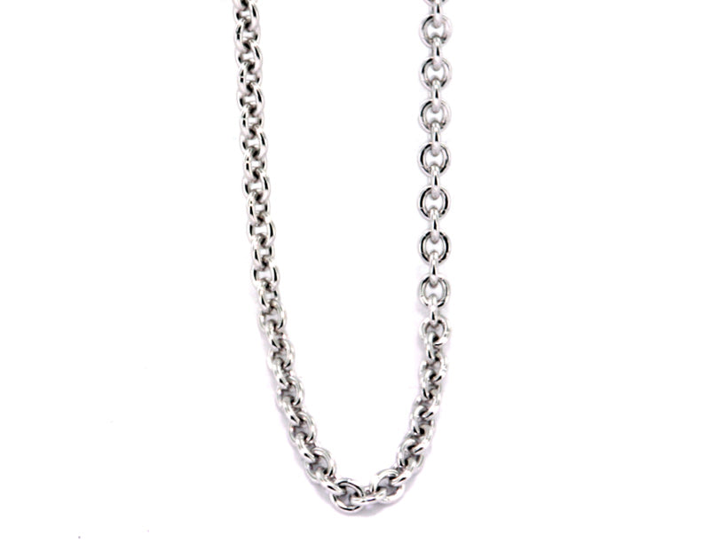 22 Inch 14 Karat White Gold Cable Chain
