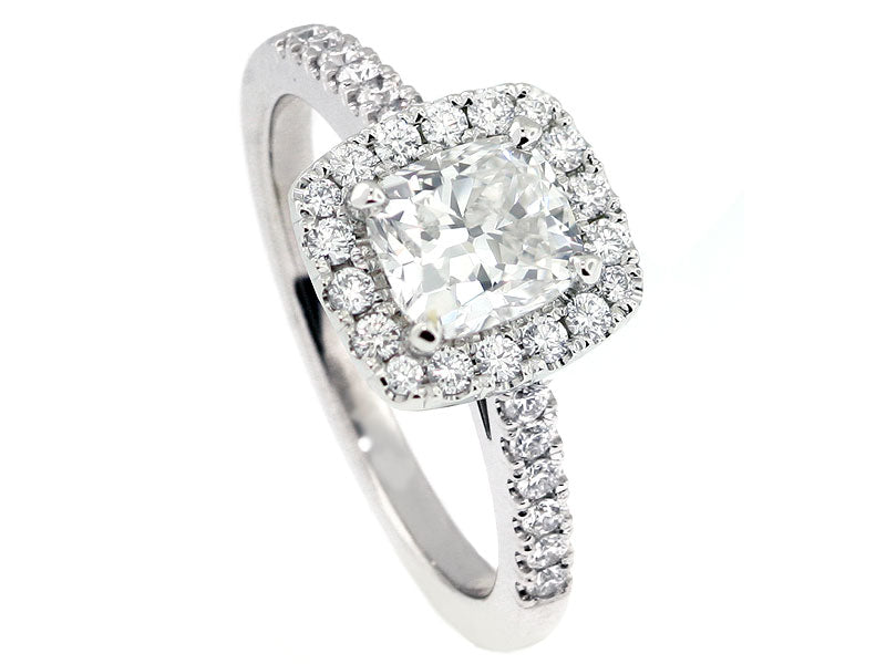 Platinum Selena Hand-crafted Halo Diamond Engagement Ring Setting