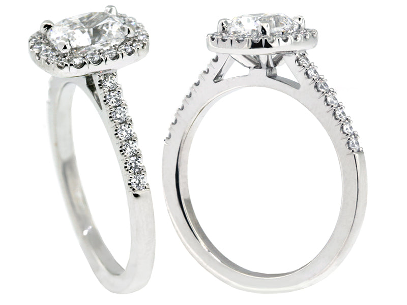Platinum Selena Hand-crafted Halo Diamond Engagement Ring Setting