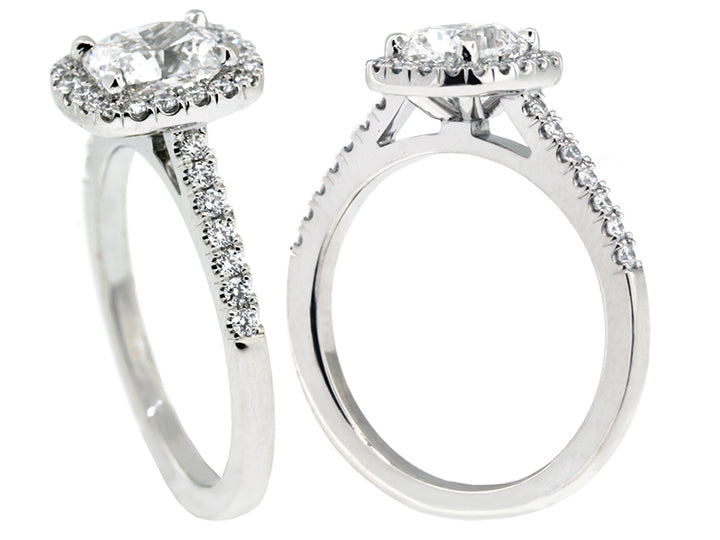 Platinum Selena Hand-crafted Halo Diamond Engagement Ring Setting