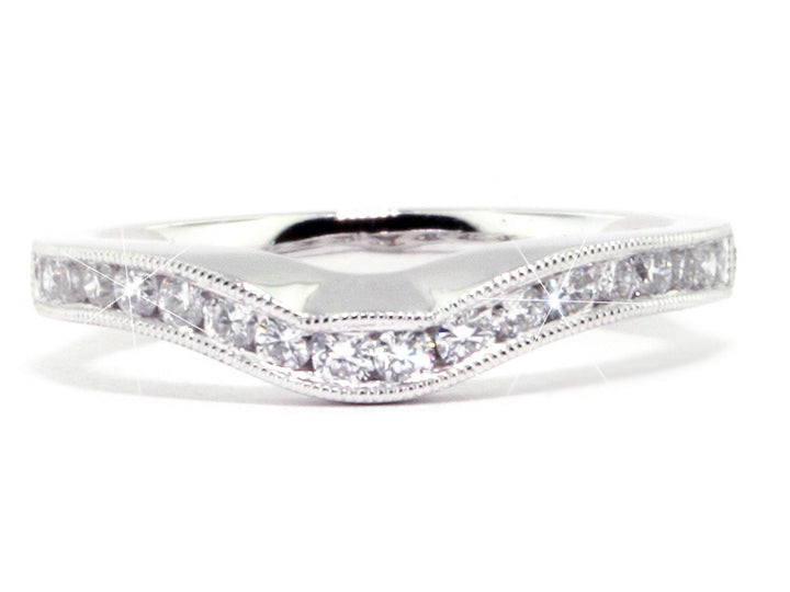 Platinum Curved-Fit Diamond Wedding Band