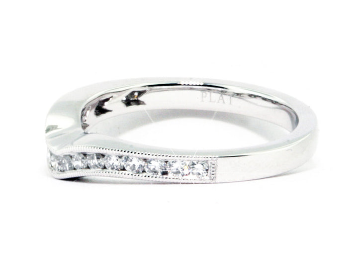 Platinum Curved-Fit Diamond Wedding Band