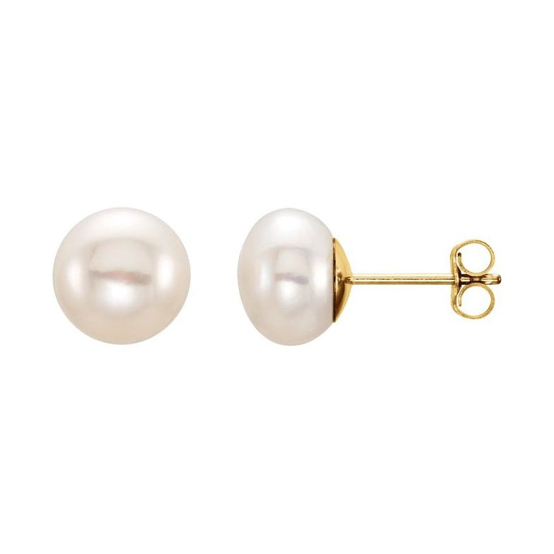 Button Pearl Stud Earrings