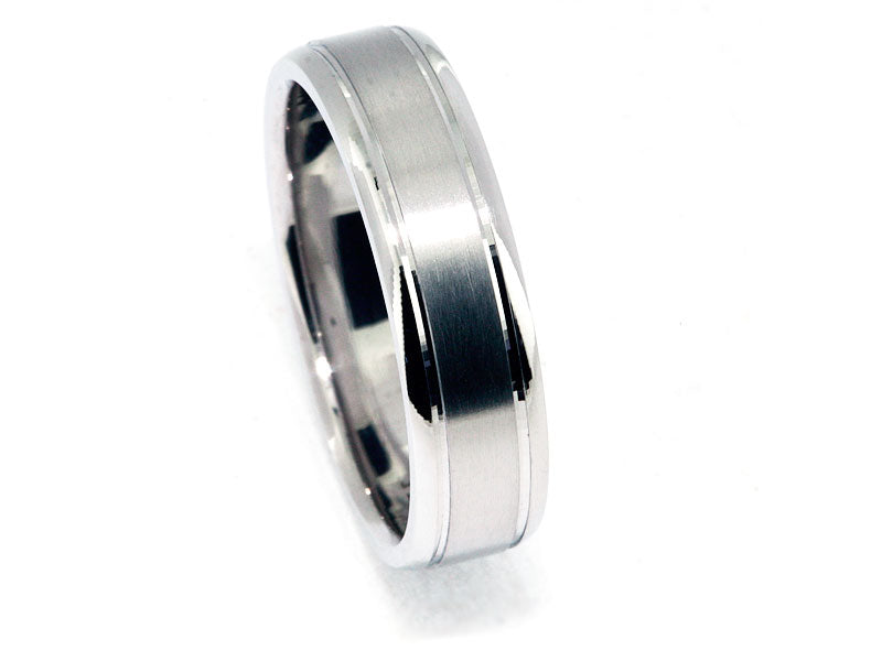 6mm Platinum Satin-Center Men's Wedding Band