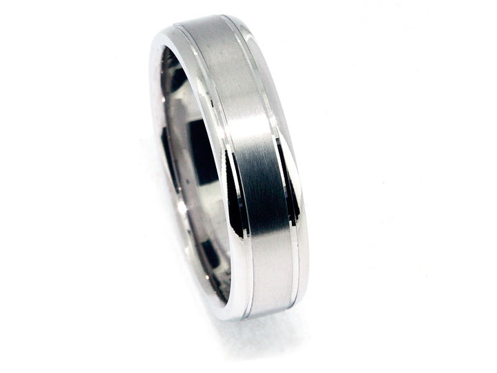 6mm Platinum Satin-Center Men's Wedding Band