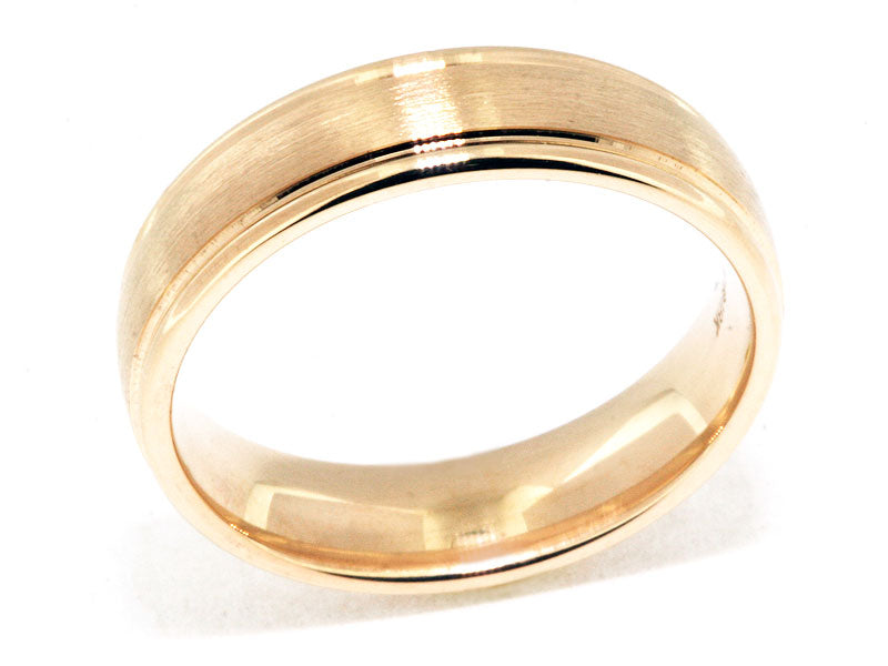 6mm 18k Yellow Gold Satin-Center Men's Wedding Band