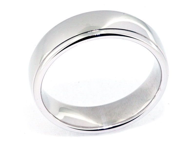 6.5mm Platinum High-Polished Dropped-Edge Men's Wedding Band