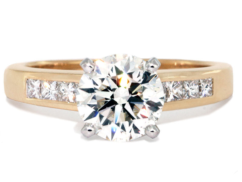 Platinum Channel Set Princess Cut Diamond Engagement Mounting