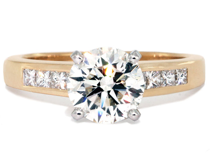 Platinum Channel Set Princess Cut Diamond Engagement Mounting