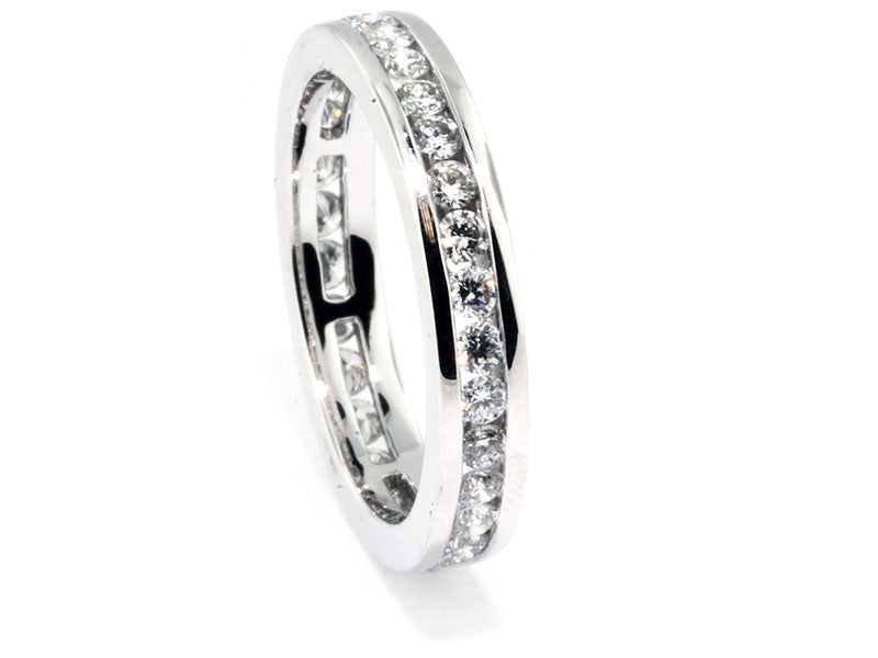 Platinum Channel-Set Diamond Wedding Band