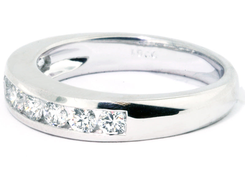 Platinum Channel Set Diamond Wedding Band with Round Diamonds