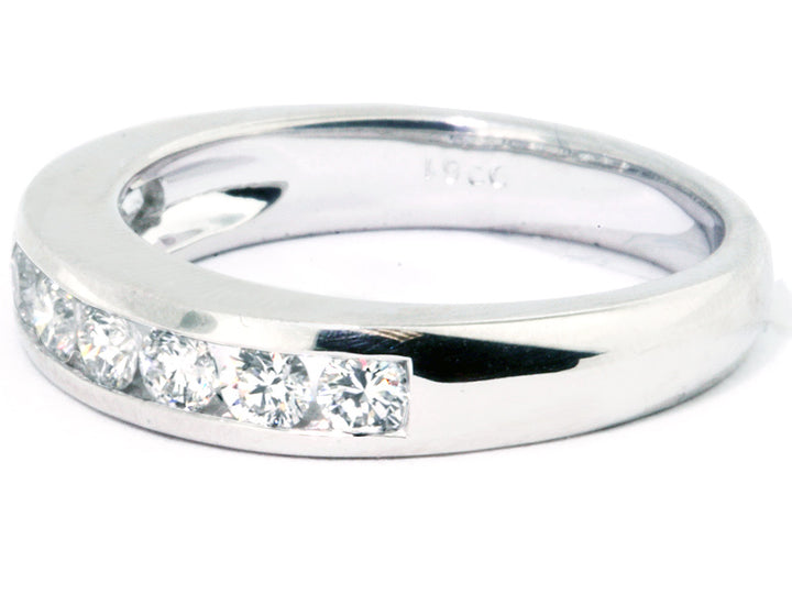 Platinum Channel Set Diamond Wedding Band with Round Diamonds