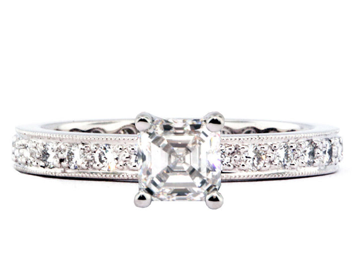 Antique Milgrain Eternity Style Diamond Engagement Ring Setting