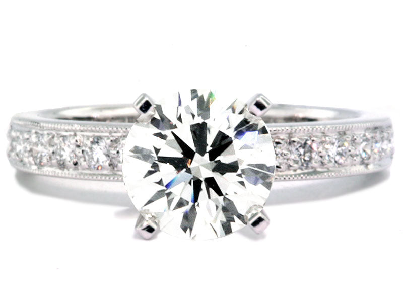 Platinum Milgrain Edge Style Engagement Ring Setting