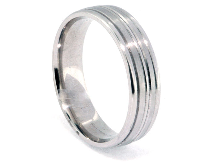 6mm Platinum Alternating-Stripe Men's Wedding Band