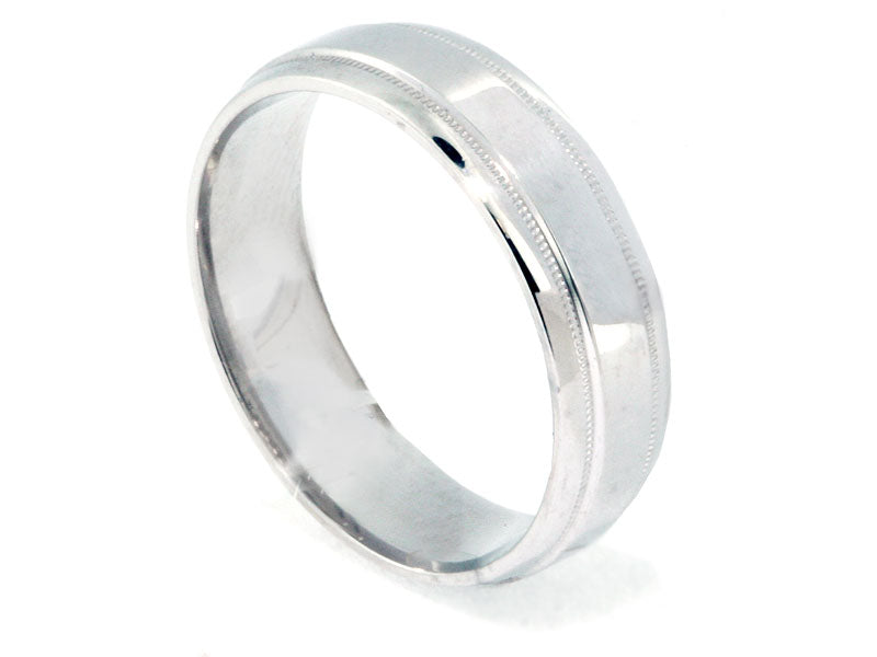 6mm Platinum Milgrain Wedding Band