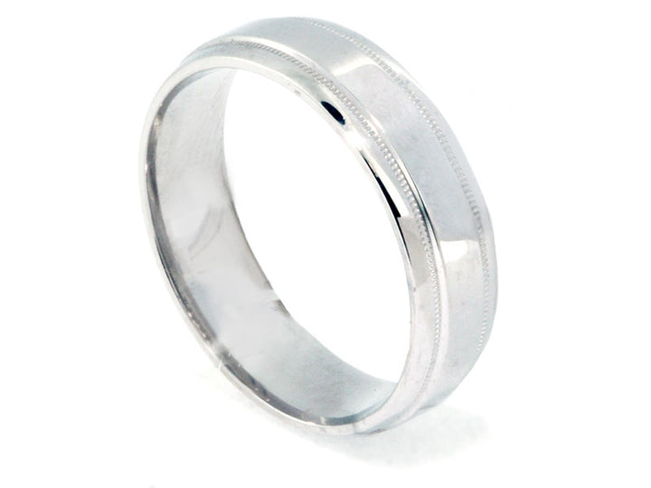 6mm Platinum Milgrain Wedding Band