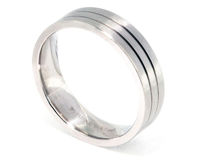 6mm Platinum Double-Line Men's Wedding Band