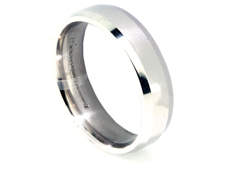 6mm Platinum Beveled-Edge Men's Wedding Band