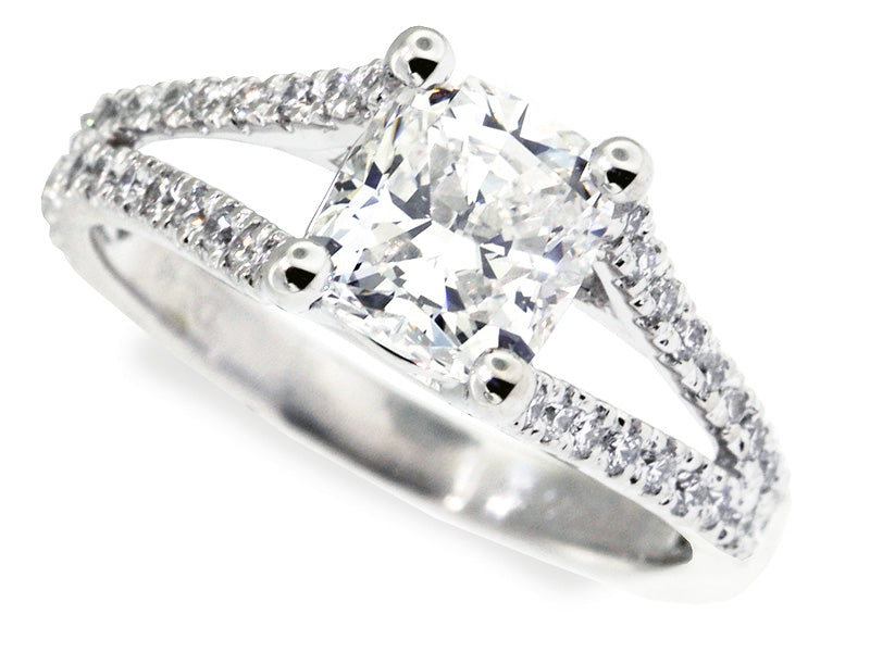 Platinum And Diamond Split-Shank Engagement Ring Setting