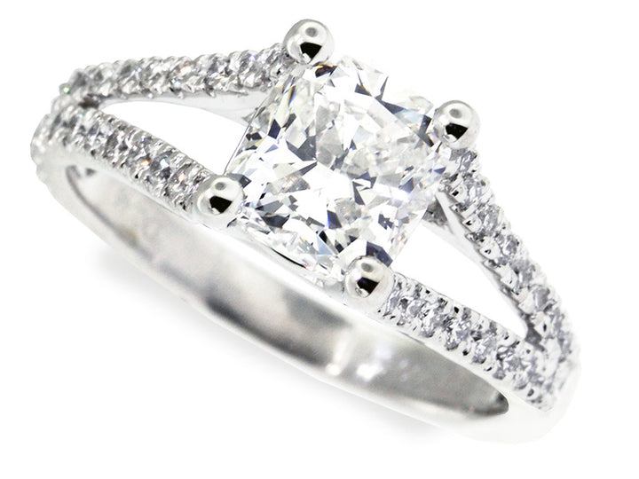 Platinum And Diamond Split-Shank Engagement Ring Setting
