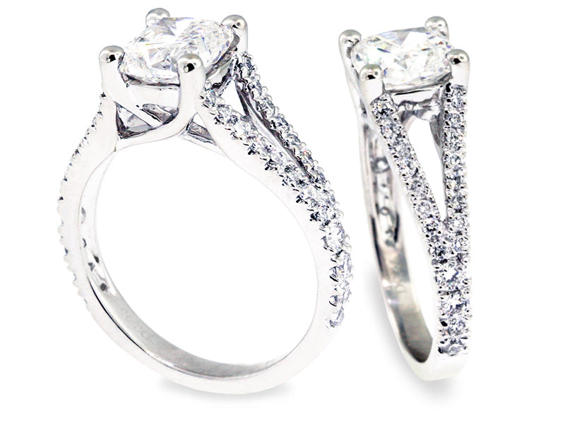 Platinum And Diamond Split-Shank Engagement Ring Setting