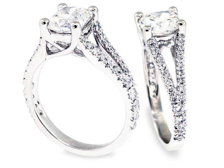 Platinum And Diamond Split-Shank Engagement Ring Setting