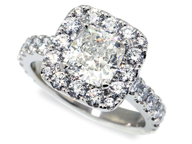 Platinum Square Halo Diamond Engagement Mounting 28=1.34cts