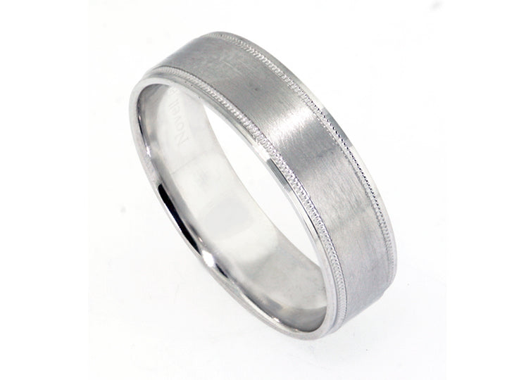6mm Platinum Milgrain-Edged Men's Wedding Band