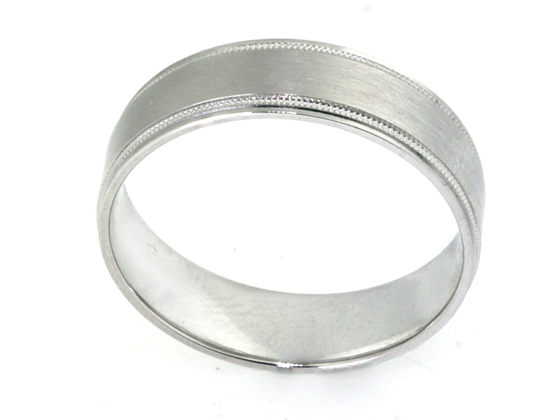 6mm Platinum Milgrain-Edged Men's Wedding Band