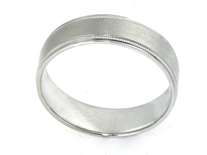 6mm Platinum Milgrain-Edged Men's Wedding Band