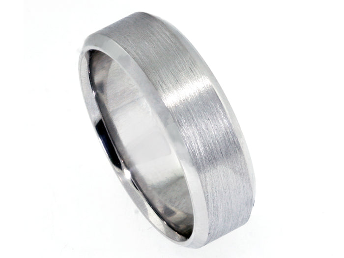 7mm Platinum Satin Mirror-Edged Men's Wedding Band | Washington Diamond